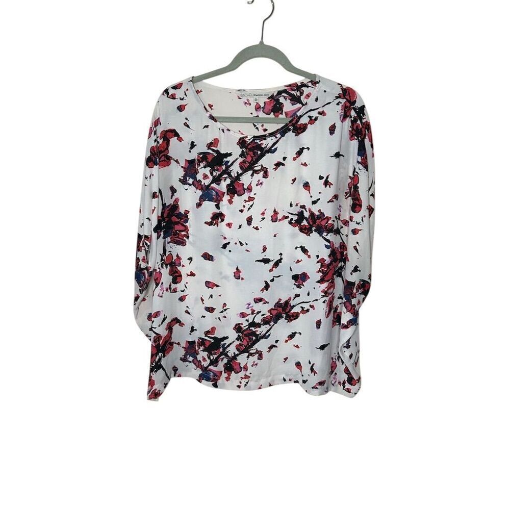 Rachel Roy Women's XL Floral Print Long Sleeve Blouse Multicolor